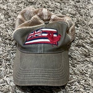 Legacy Brown and Tan Hat Hawaiian State Flag and Rooster Design